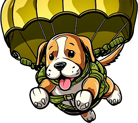 Маскот DogDrop — собака с парашютом